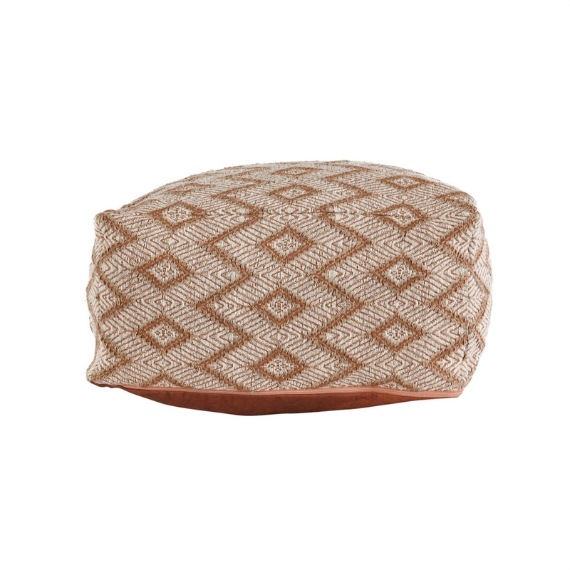 Pemberly Row Indoor Fabric Pouf 24x24x12 in Terracotta Orange