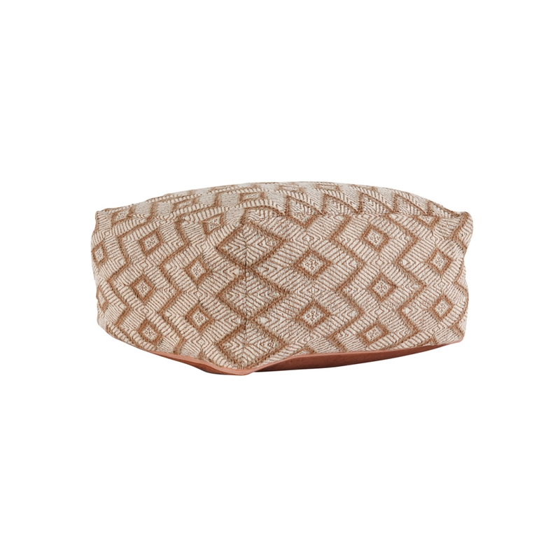 Pemberly Row Indoor Fabric Pouf 24x24x12 in Terracotta Orange