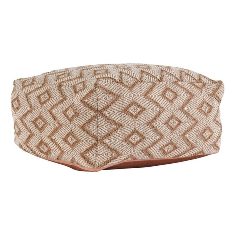 Pemberly Row Indoor Fabric Pouf 24x24x12 in Terracotta Orange