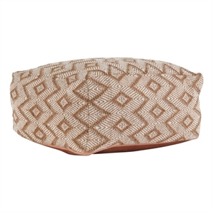 Pemberly Row Indoor Fabric Pouf 24x24x12 in Terracotta Orange