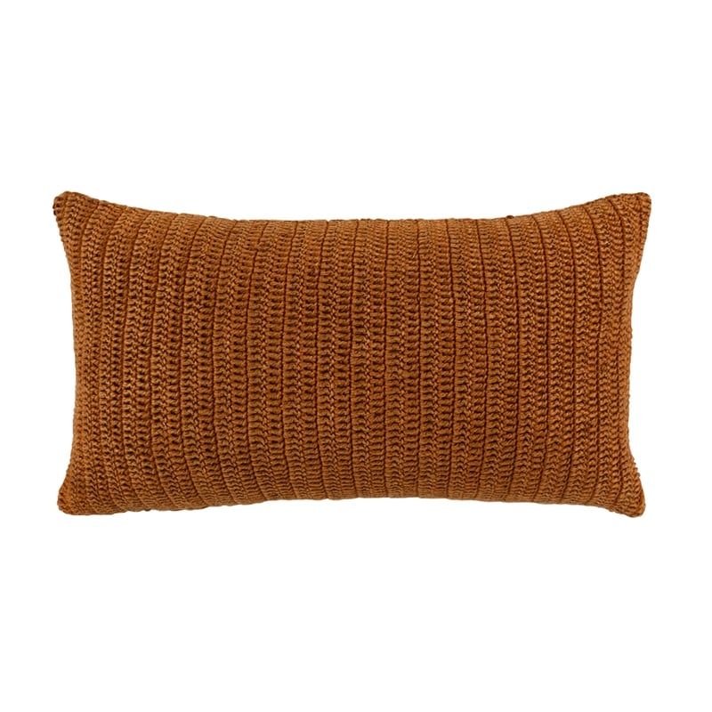 Pemberly Row Transitional Knitted 14x26 Fabric Throw Pillow in Orange
