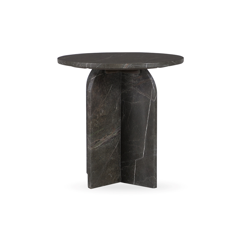 Pemberly Row Modern Transitional Marble End Table in Green Finish