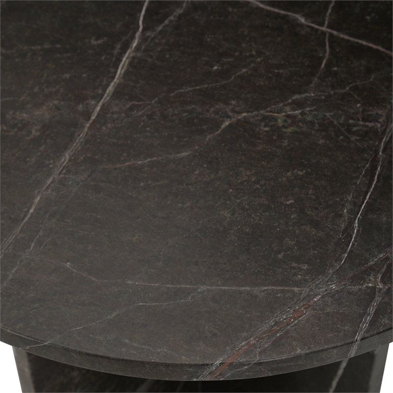 Pemberly Row Modern Transitional Marble End Table in Green Finish