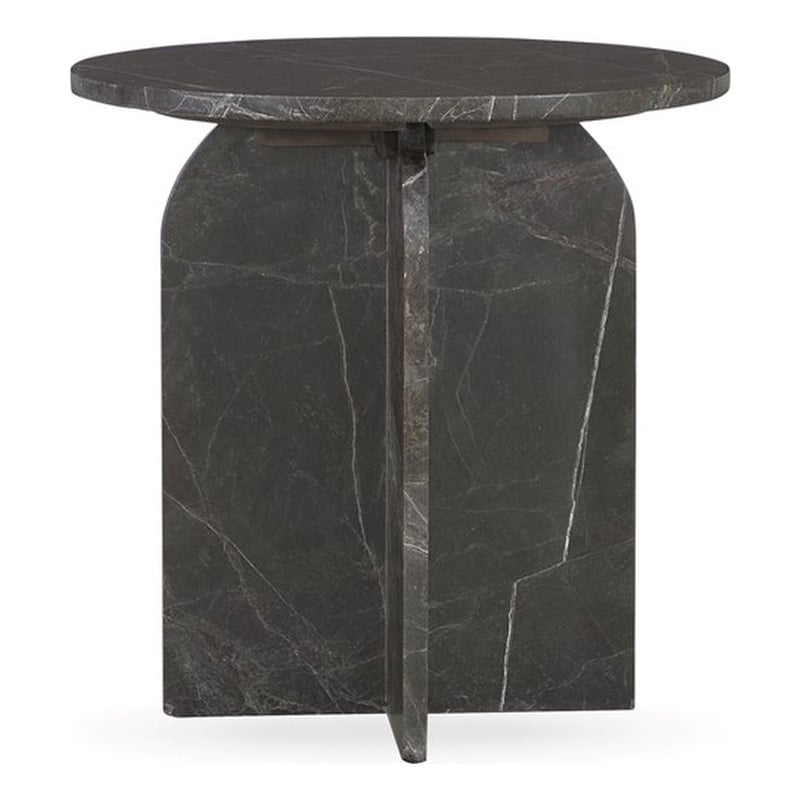 Pemberly Row Modern Transitional Marble End Table in Green Finish