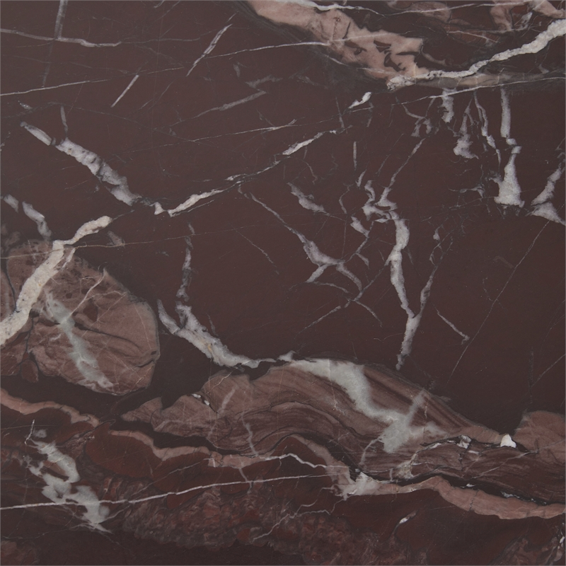 Pemberly Row Modern Transitional Marble End Table in Red Finish