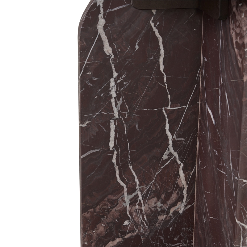 Pemberly Row Modern Transitional Marble End Table in Red Finish