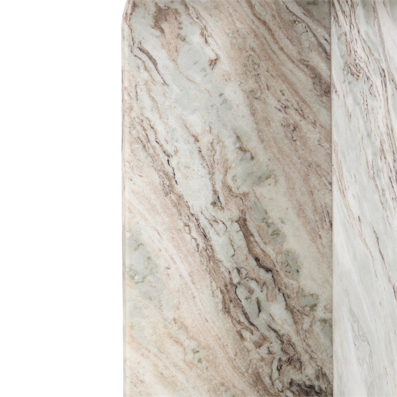 Pemberly Row Modern Transitional Marble End Table in Gray Finish