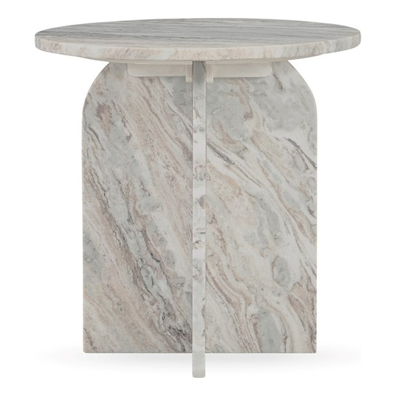 Pemberly Row Modern Transitional Marble End Table in Gray Finish