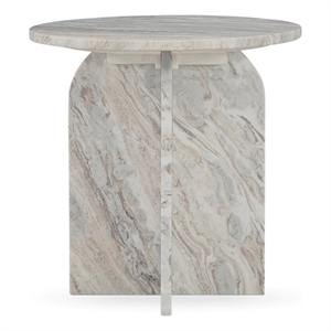 Pemberly Row Modern Transitional Marble End Table in Gray Finish