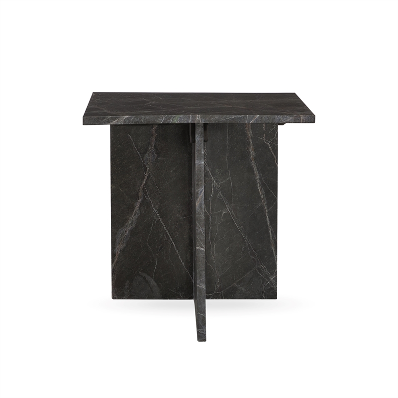 Pemberly Row Modern Transitional Marble End Table in Green Finish
