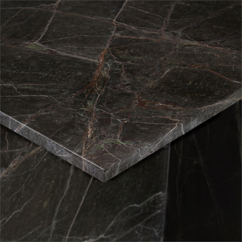 Pemberly Row Modern Transitional Marble End Table in Green Finish