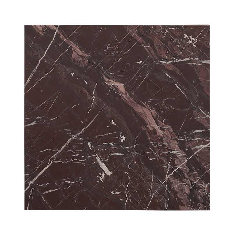 Pemberly Row Modern Transitional Marble End Table in Red Finish