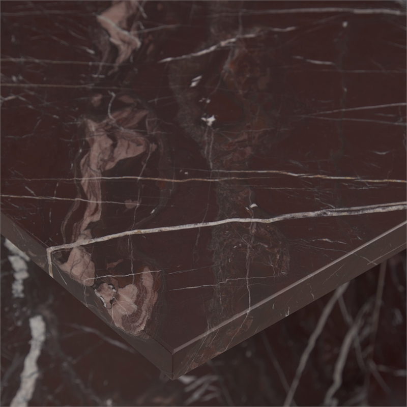 Pemberly Row Modern Transitional Marble End Table in Red Finish