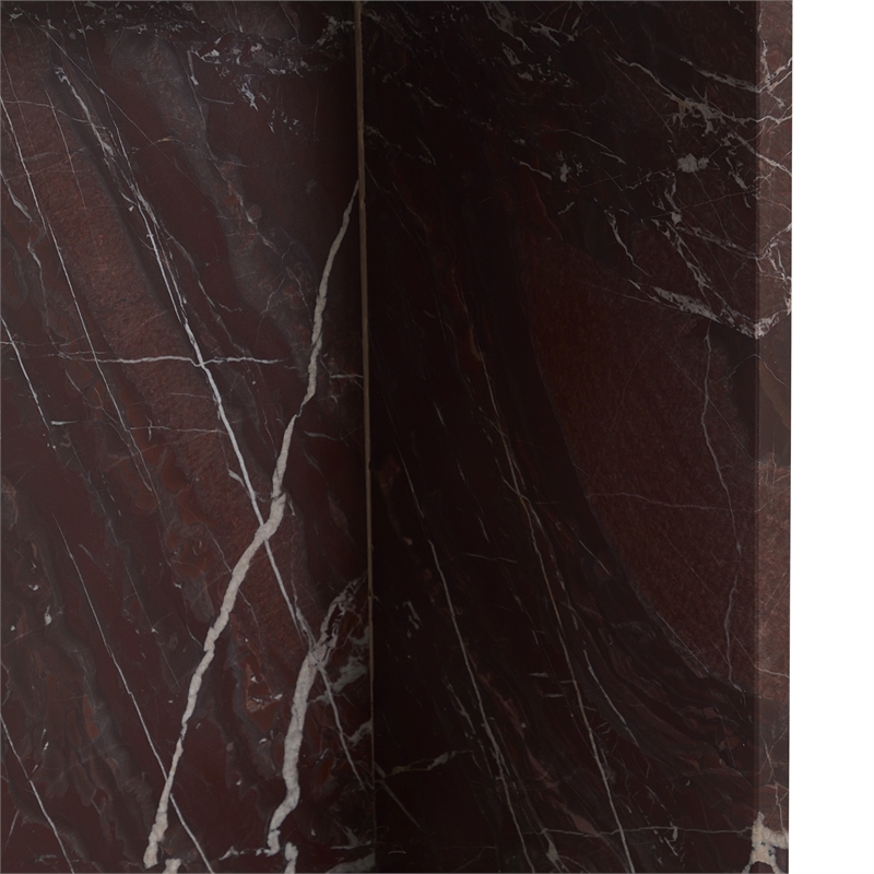 Pemberly Row Modern Transitional Marble End Table in Red Finish