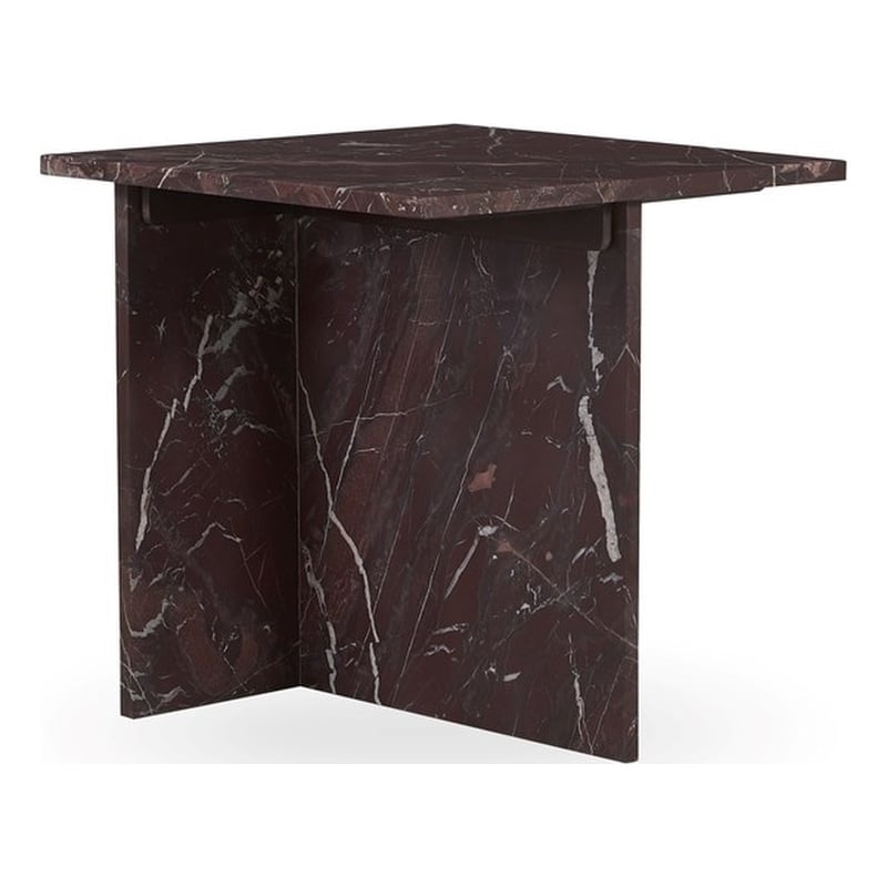 Pemberly Row Modern Transitional Marble End Table in Red Finish