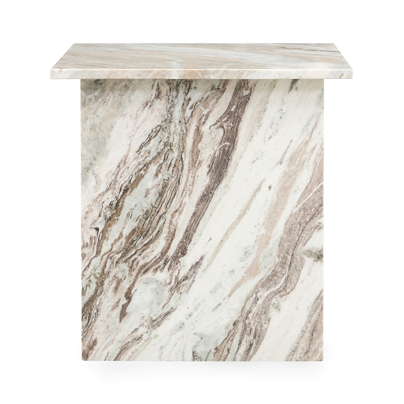 Pemberly Row Modern Transitional Marble End Table in Gray Finish