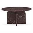 Pemberly Row Modern Transitional Marble Round Coffee Table in Red