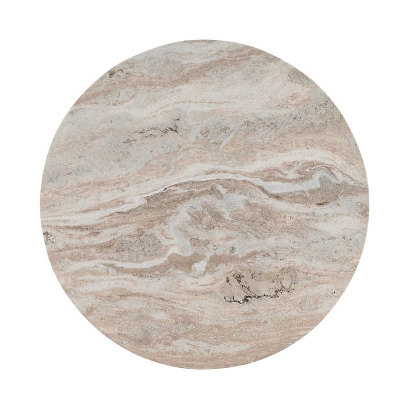 Pemberly Row Transitional Marble Round Coffee Table in Gray Finish