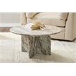Pemberly Row Transitional Marble Round Coffee Table in Gray Finish