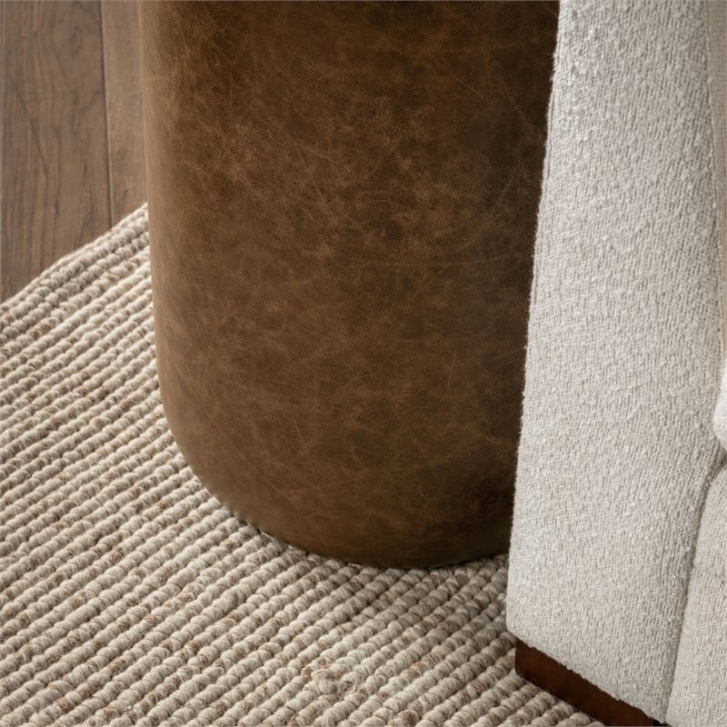 Pemberly Row Mango Wood Leather Wrap Accent End Table in Chestnut