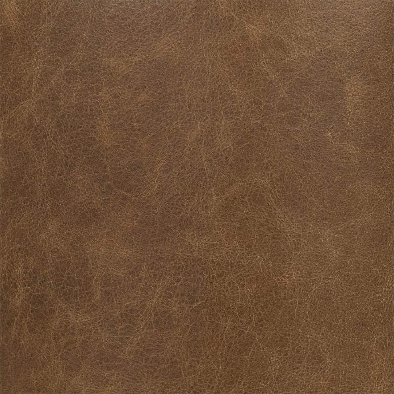 Pemberly Row Mango Wood Leather Wrap Accent End Table in Chestnut
