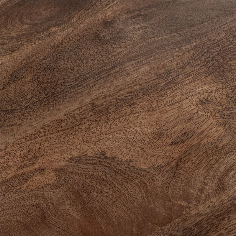 Pemberly Row Mango Wood Leather Wrap Accent End Table in Chestnut