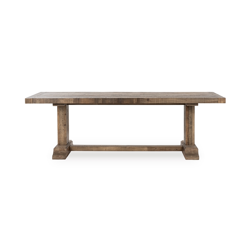 Pemberly Row Transitional Reclaimed Pine Wood Dining Table in Aged Pine