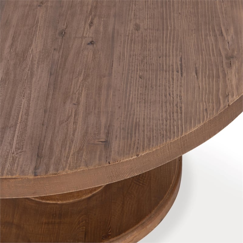 Pemberly Row Reclaimed Pine Wood Coffee Table in Mission Brown