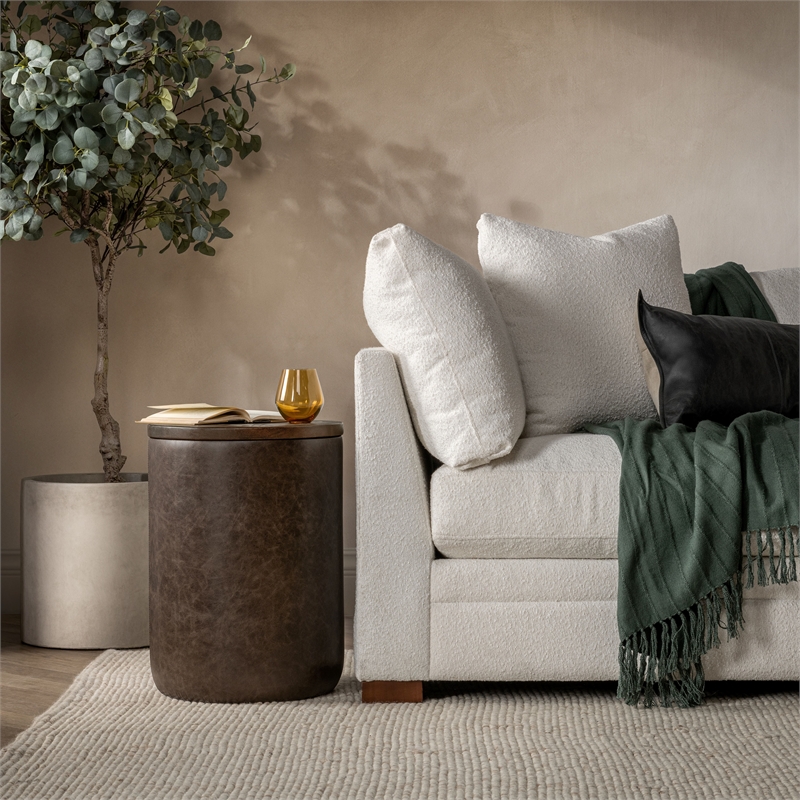 Pemberly Row Transitional Mango Wood Accent End Table in Cocoa Brown