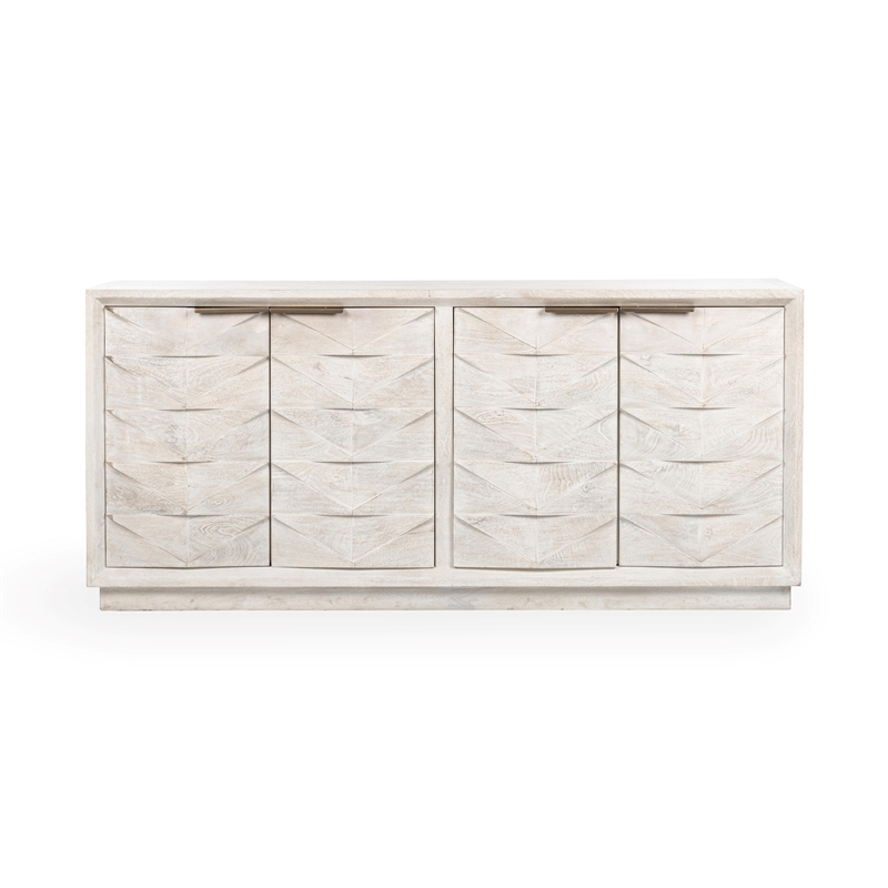 Pemberly Row Transitional Mango Wood Sideboard Buffet in White Wash