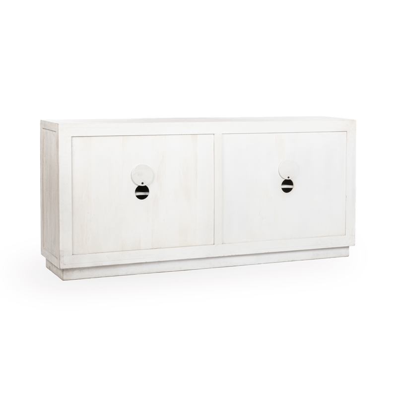 Pemberly Row Transitional Mango Wood Sideboard Buffet in White Wash