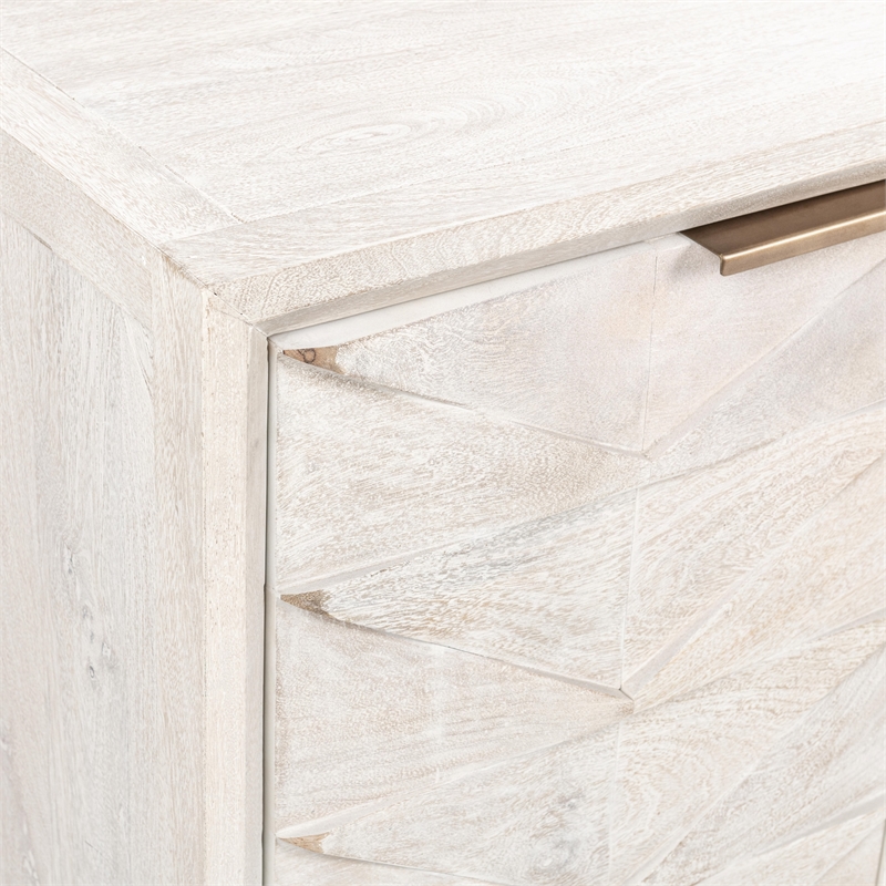 Pemberly Row Transitional Mango Wood Sideboard Buffet in White Wash