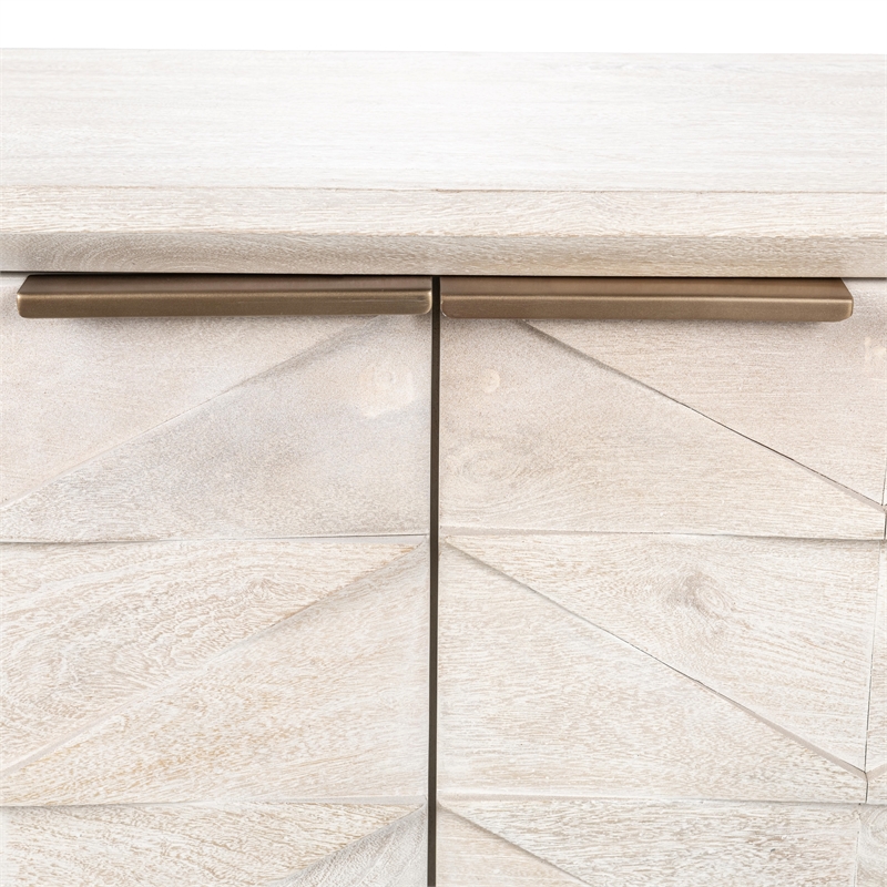 Pemberly Row Transitional Mango Wood Sideboard Buffet in White Wash