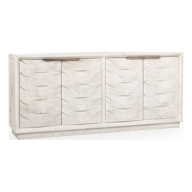 Pemberly Row Transitional Mango Wood Sideboard Buffet in White Wash