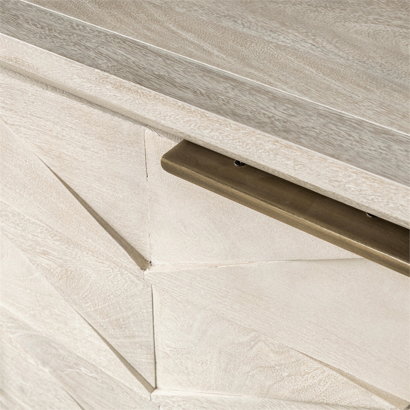 Pemberly Row 2-Door Mango Wood Sideboard Buffet in White Wash