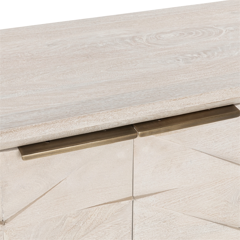 Pemberly Row 2-Door Mango Wood Sideboard Buffet in White Wash