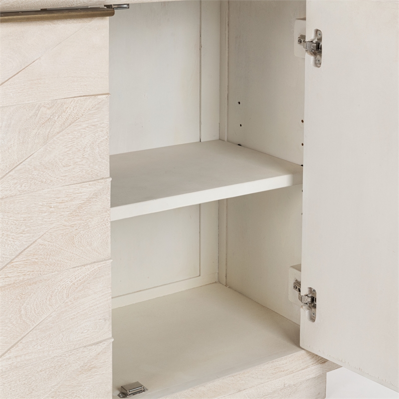 Pemberly Row 2-Door Mango Wood Sideboard Buffet in White Wash