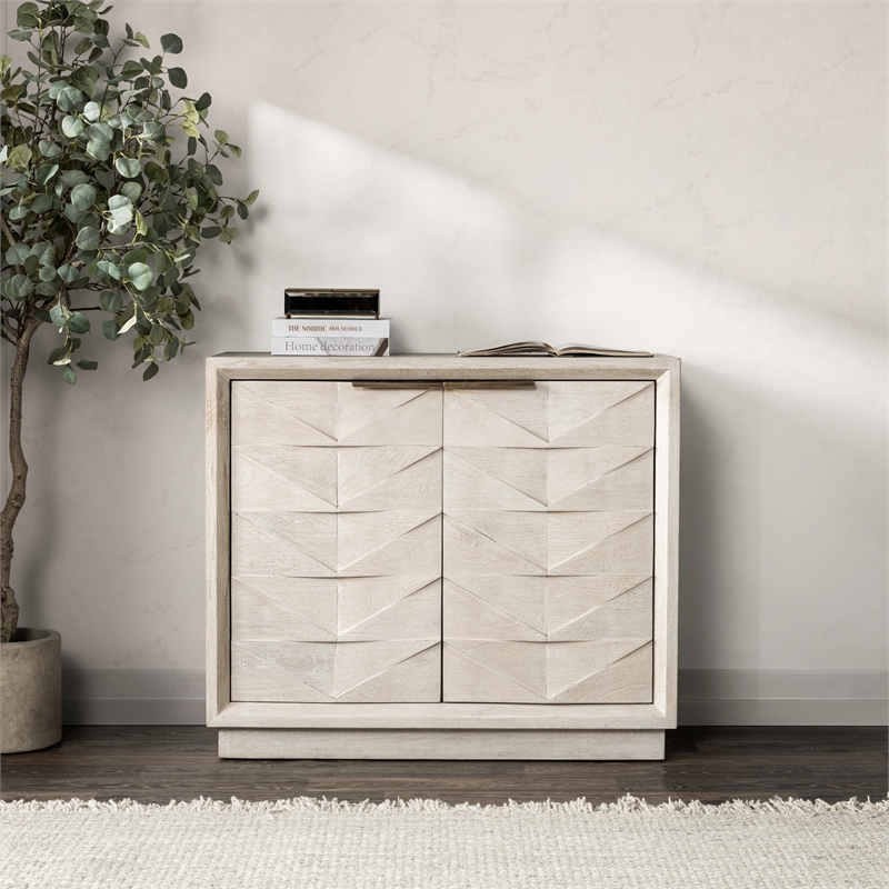 Pemberly Row 2-Door Mango Wood Sideboard Buffet in White Wash