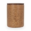Pemberly Row Mango Wood Top Leather Wrap Accent End Table in Tan
