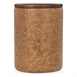 Pemberly Row Mango Wood Top Leather Wrap Accent End Table in Tan