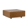 Pemberly Row Transitional Leather Square Cocktail Ottoman in Chestnut