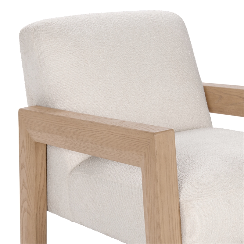 Pemberly Row Transitional Upholstered Fabric Accent Chair in Ivory