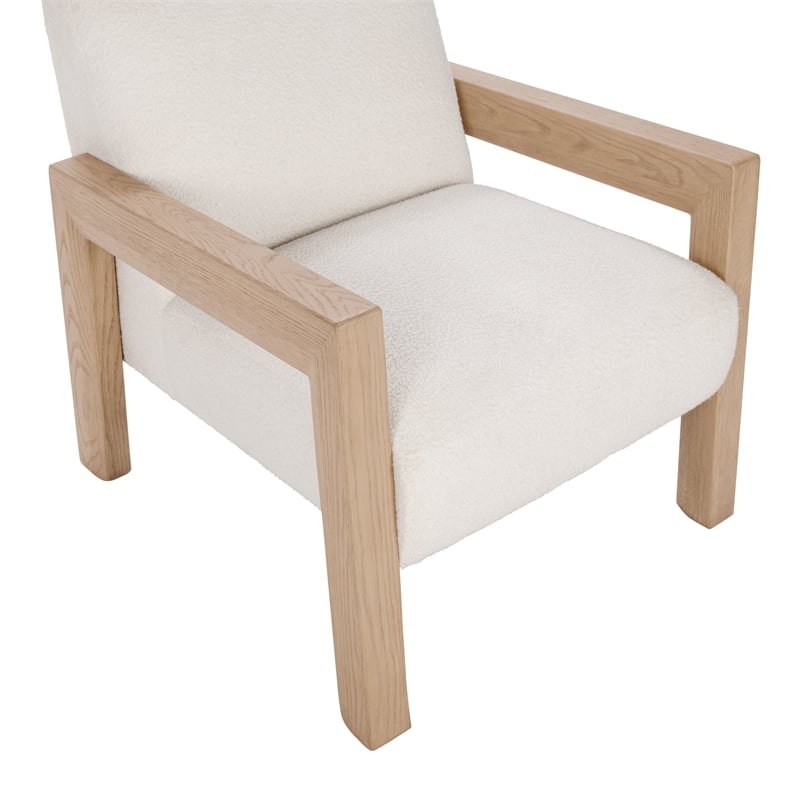 Pemberly Row Transitional Upholstered Fabric Accent Chair in Ivory
