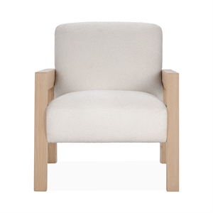 Pemberly Row Transitional Upholstered Fabric Accent Chair in Ivory