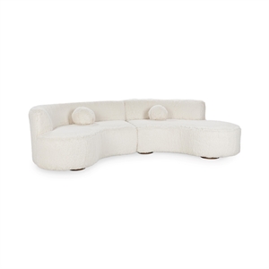 Pemberly Row Transitional Upholstered Fabric Sectional in Vanilla
