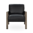Pemberly Row Transitional Top-Grain Leather Accent Chair in Black