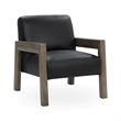 Pemberly Row Transitional Top-Grain Leather Accent Chair in Black