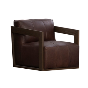 Pemberly Row Transitional Swivel Accent Chair in Brown Finish