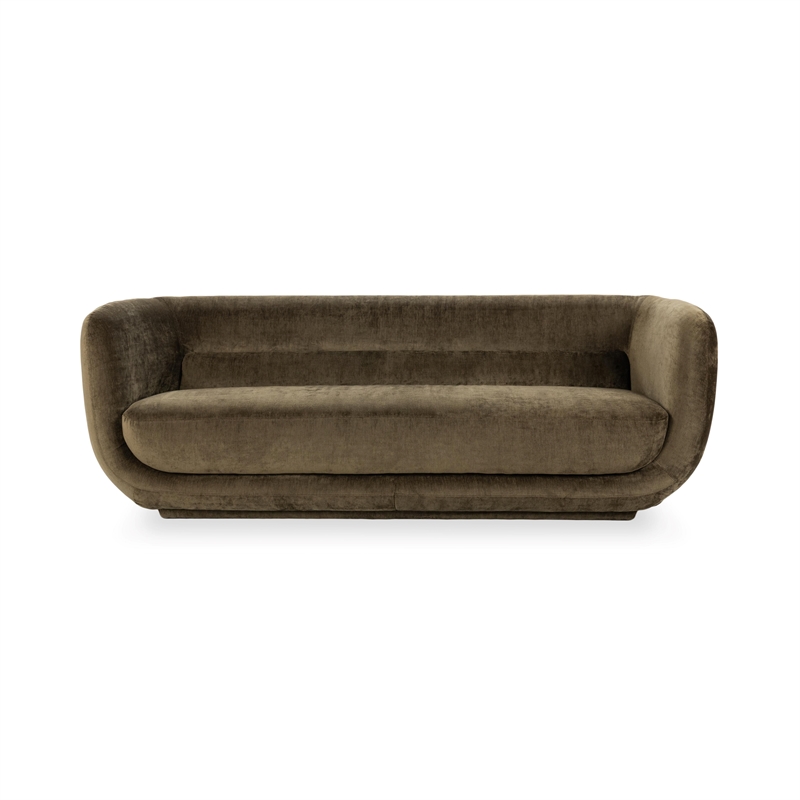 Pemberly Row Modern Transitional Upholstered Fabric Sofa in Olive