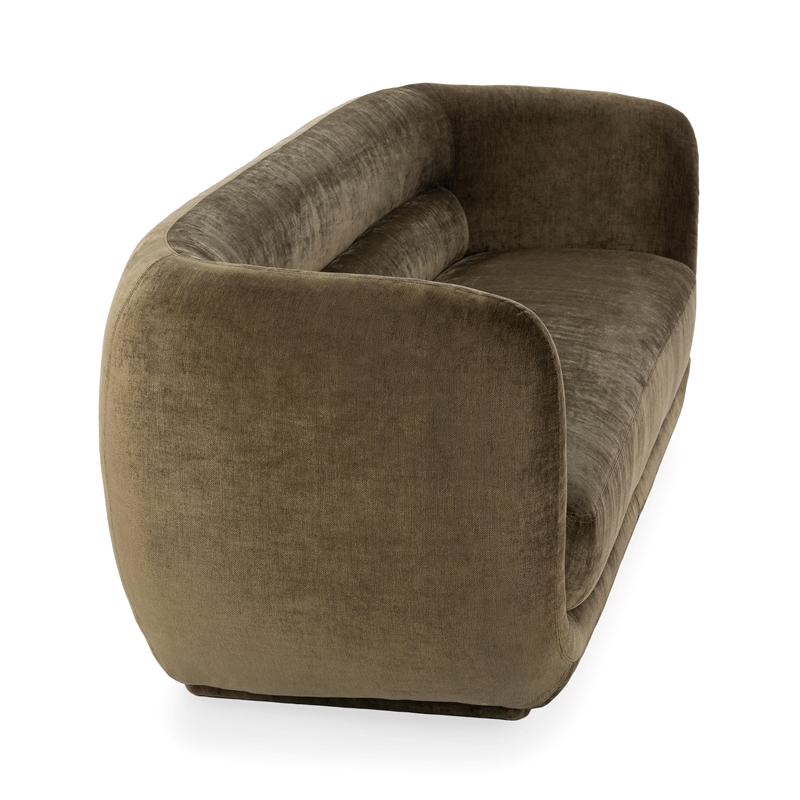 Pemberly Row Modern Transitional Upholstered Fabric Sofa in Olive